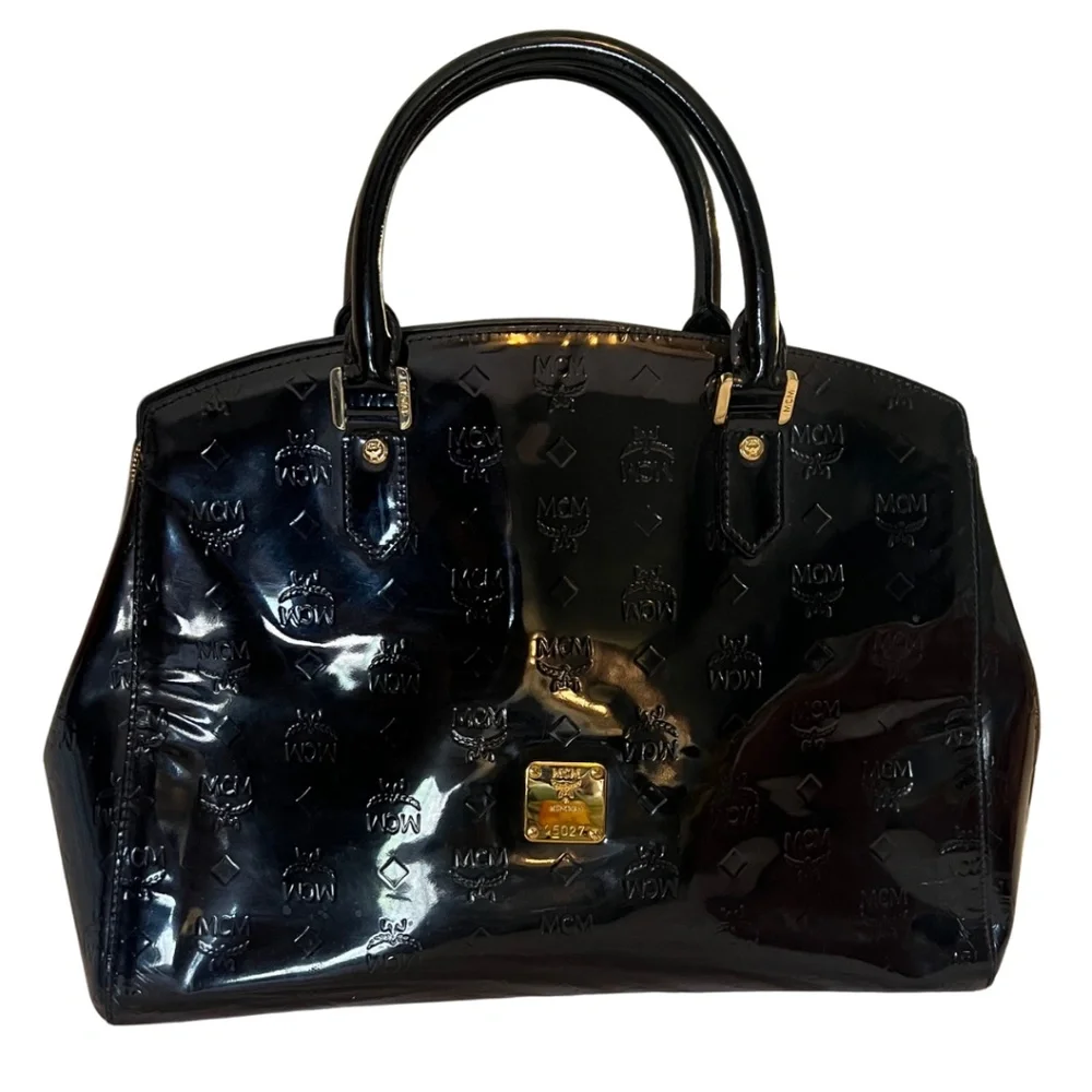 MCM Black Patent Leather Top Handle Bag - Picture 5 of 5